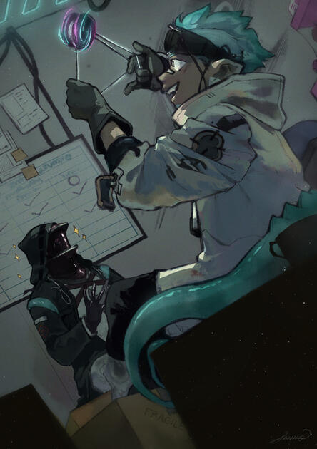 [Yo-yo Light Show, fanmade illustration, Ethan and Doctor from Arknights] 2024