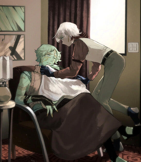 [Relaxing in a Motel, oc illustration, Honey &amp; Oliver] 2024