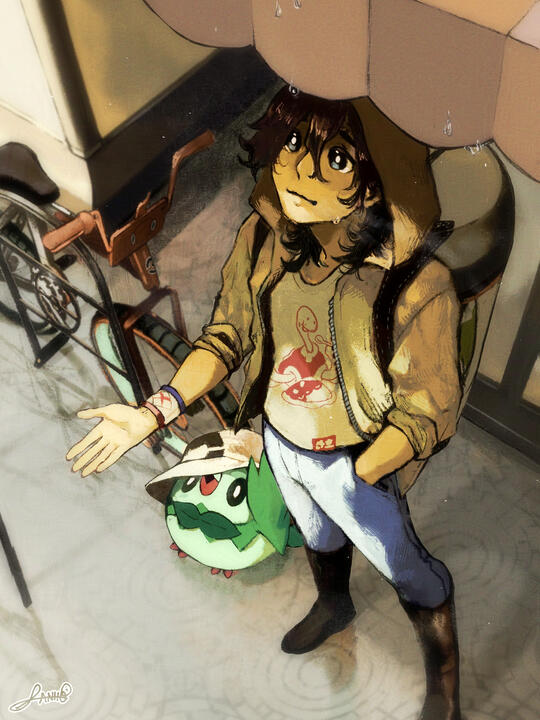 [Rainy Day in Galar, Pkmn oc illustration, Eyren] 2024