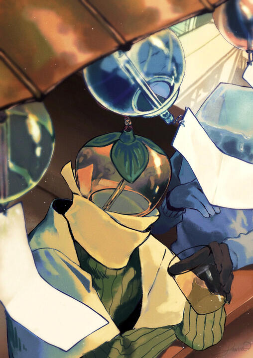 [Windchime and Ice Cube, oc illustration, Object Heads] 2024